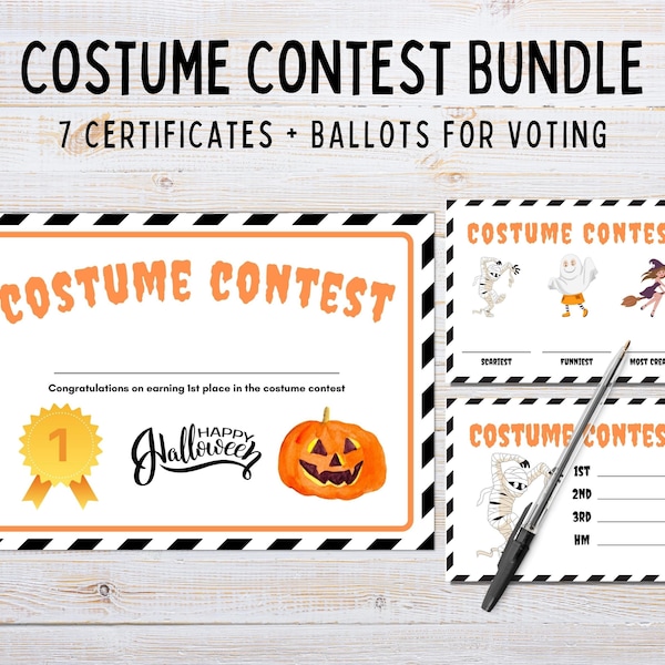 Halloween Costume Bundle | Costume Party Contest | Costume Party Competition | Costume Party Awards | Costume Party Ballots | Printable