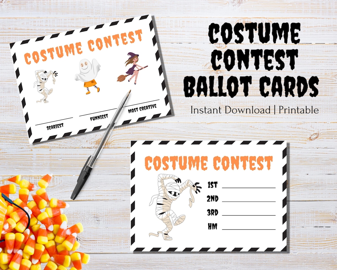 Halloween Costume Ballots Costume Voting Cards Halloween - Etsy