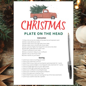 Plate on the Head Game | Hilarious Christmas Game | Christmas Party Game | Funny Christmas Game | Christmas Game Adults Kids | Printable