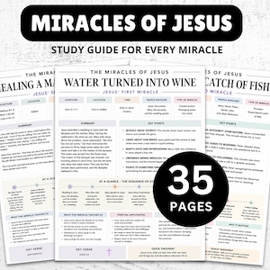 Miracles of Jesus: Bible Study for All 35 Miracles (Printable)