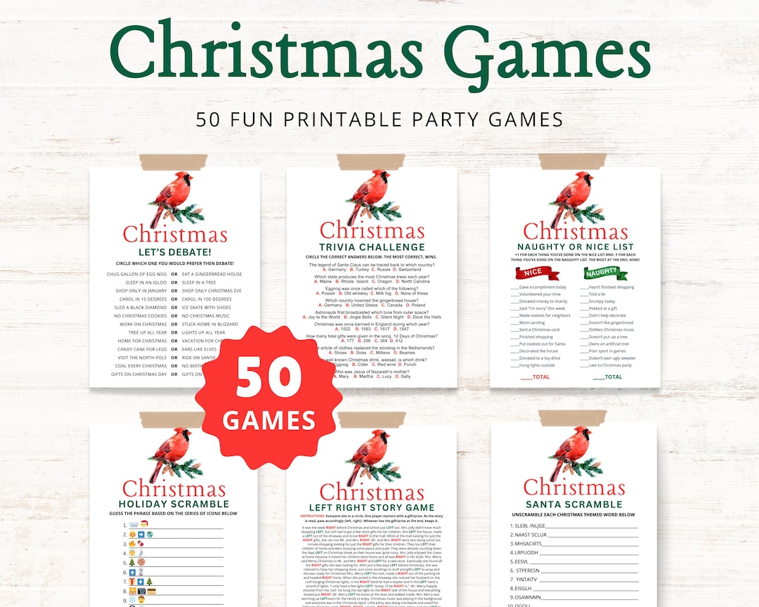 Printable Christmas Games Christmas Cardinal Games Games for Adults ...