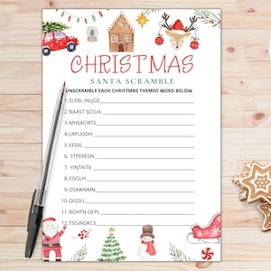 Santa Scramble | Christmas Party Game | Christmas Office Party Game | Christmas Games | Christmas Games Adults Kids School | Printable