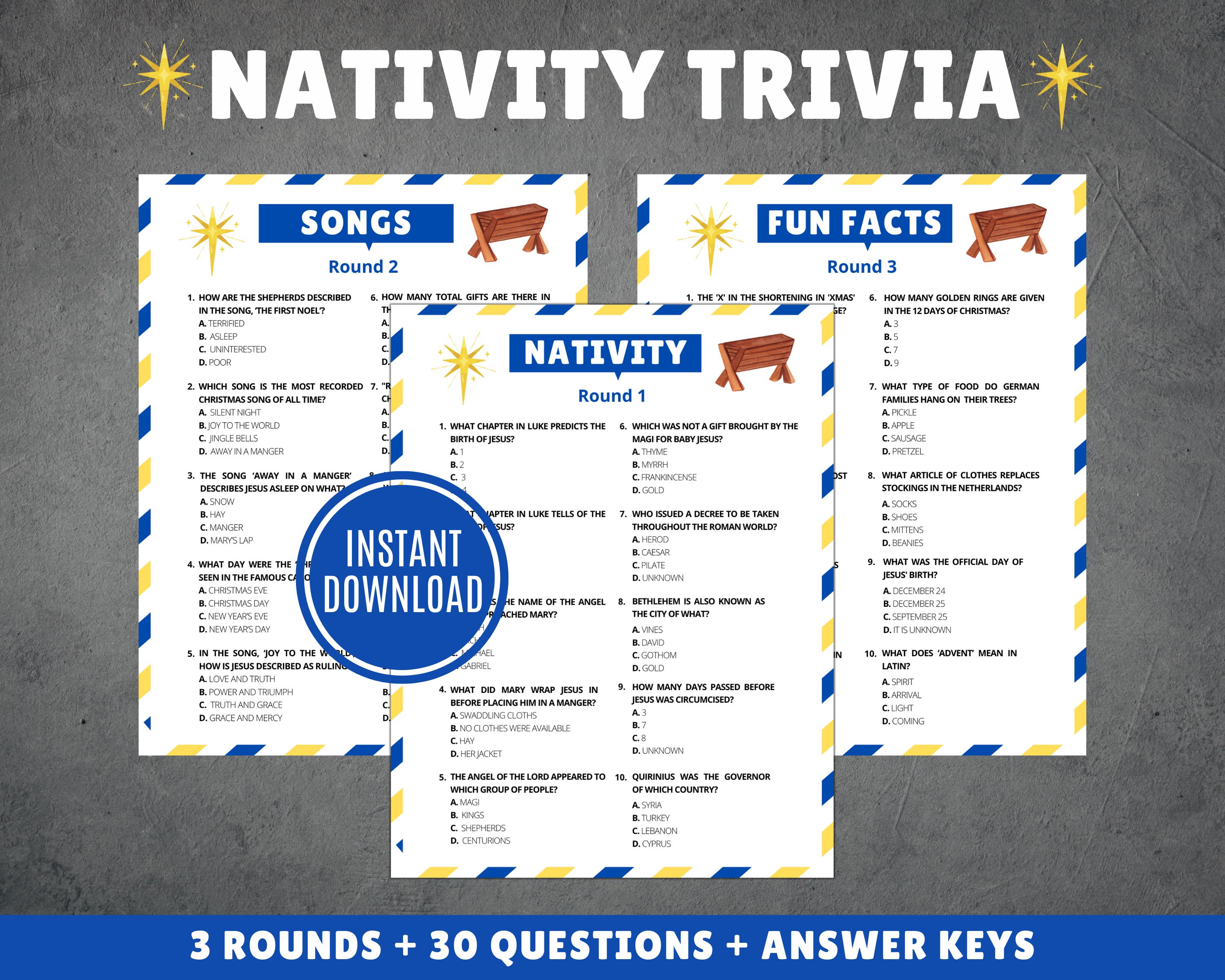 Nativity Christmas Game Bundle | Bible Trivia, Bingo (printable) - Etsy