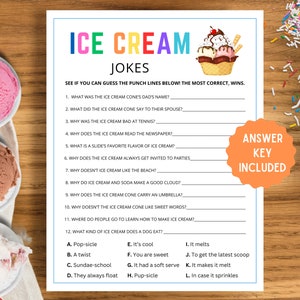Ice Cream Jokes | Ice Cream Party Game | Ice Cream Game | Ice Cream Birthday Party | Ice Cream Themed Party | Ice Cream Games Printable