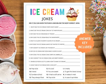 Ice Cream Jokes Party Game | Printable Birthday Activity (Digital Download)