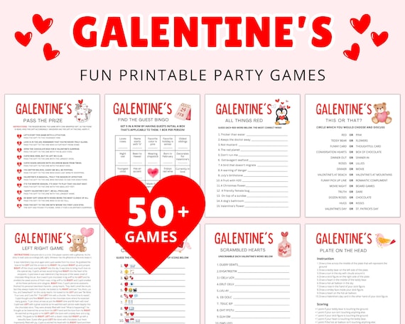 Galentine's Games: 50 Valentine's Party Games for Ladies (Printable)