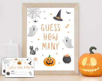 Juego de Halloween "Adivina cuántos dulces hay" / Actividad imprimible para fiestas (Descarga digital)