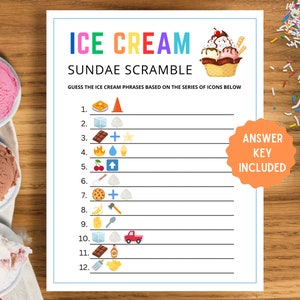 Ice Cream Sundae Scramble | Ice Cream Party Game | Ice Cream Game | Ice Cream Birthday Party | Ice Cream Themed Party | Ice Cream Printable