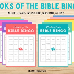 Bible Bingo | Books of the Bible Game | Bible Memory | Christian Bingo | Youth Group Games | Bible Games for Kids Adults | Instant Download