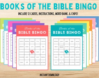 Bible Bingo | Books of the Bible Game | Bible Memory | Christian Bingo | Youth Group Games | Bible Games for Kids Adults | Instant Download