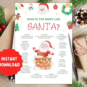 Who is Most Like Santa | Christmas Games | Christmas Party Games | Christmas Games for Kids Adults Family | Fun Christmas Game | Printable