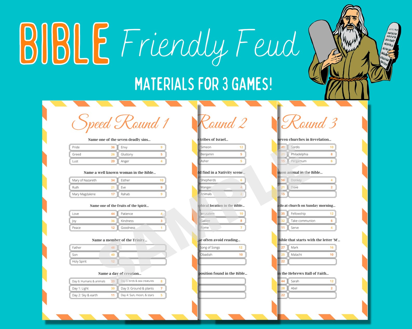 Bible Feud Game Bible Trivia Bible Family Feud Bible Etsy Canada