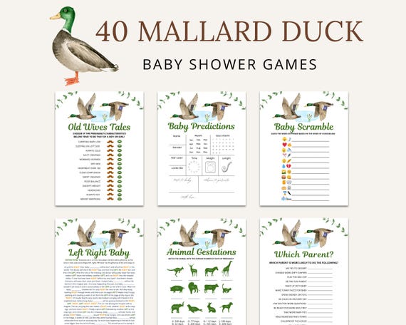 Mallard Duck Baby Shower Games | Duck Baby Shower | Hunting Baby Shower Games | Baby Shower Games | Duck Hunting Baby Shower | Printable