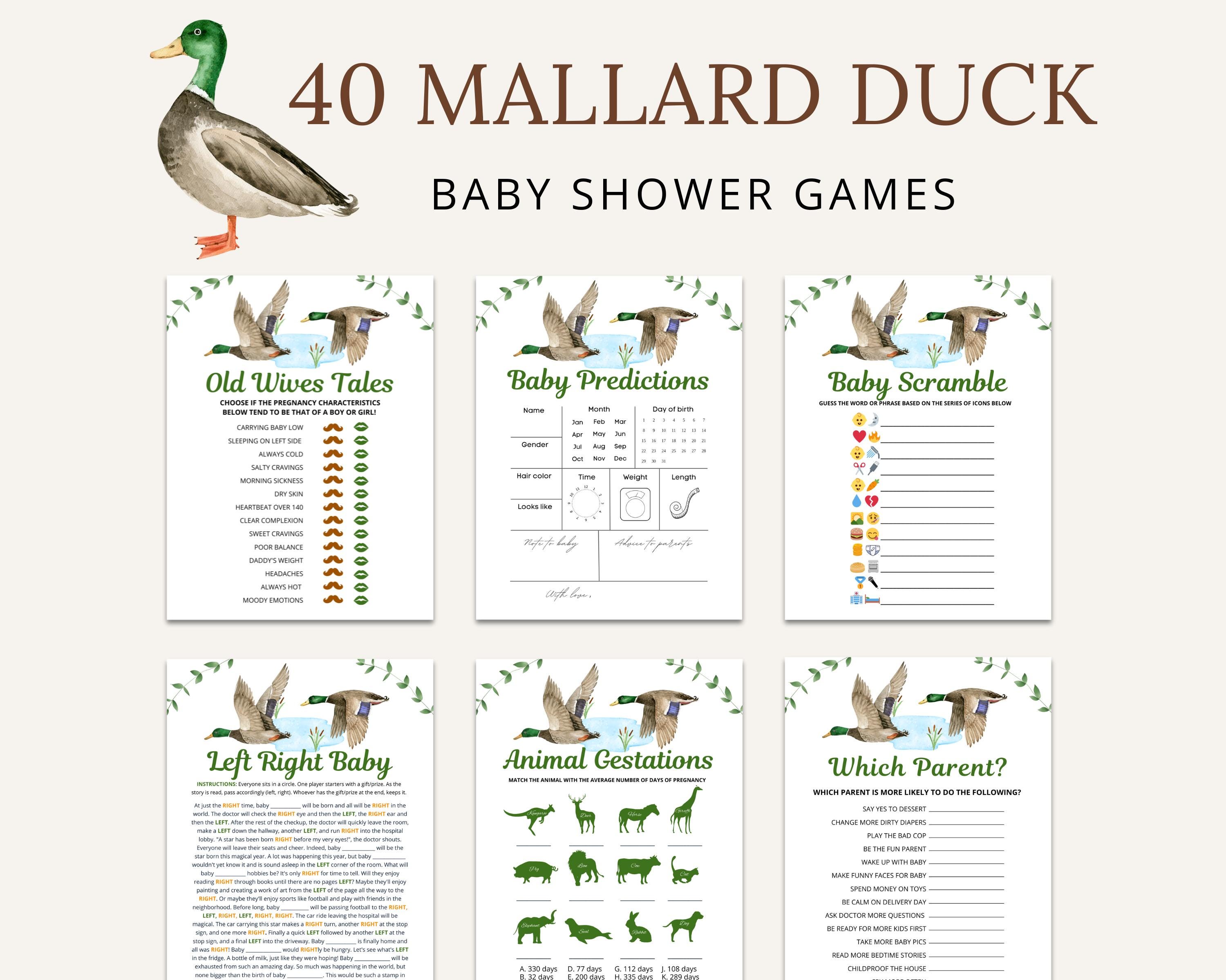 Mallard Duck Baby Shower Games | Duck Baby Shower | Hunting Baby Shower Games | Baby Shower Games | Duck Hunting Baby Shower | Printable