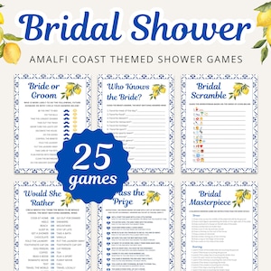 Amalfi Coast Bridal Shower Games: 25 Printable Mediterranean Games (Digital Download)