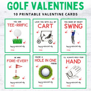 Tarjetas de San Valentín de golf / Tarjetas de San Valentín de golf / Tarjetas de San Valentín de golf imprimibles / Juegos de palabras sobre golf / Tarjetas de San Valentín para novios / Tarjetas de San Valentín para hombres