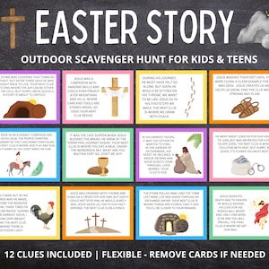 Easter Story Scavenger Hunt: Outdoor Bible Clue Game (Digital Download)