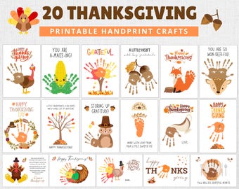 Thanksgiving Handprint Craft Bundle | Thanksgiving Preschool Craft | Thanksgiving Craft Kids | Toddler Art Activity | Thanksgiving Crafts