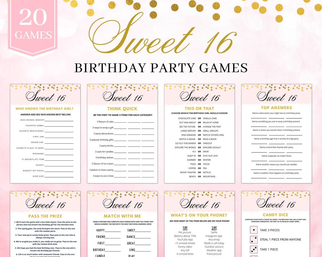 Sweet 16 Party Games  Sweet 16 Games  Sweet Sixteen Games