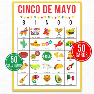 Cinco De Mayo Bingo | Cinco De Mayo Spiel | Fiesta-Bingo | Fiesta Spiele | Cinco De Mayo Gesellschaftsspiel | Mexikanische Spiele | Cinco De Mayo Printables