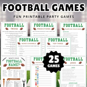 Printable Football Party Games: Trivia, Bingo, Scavenger Hunt (Digital Download)