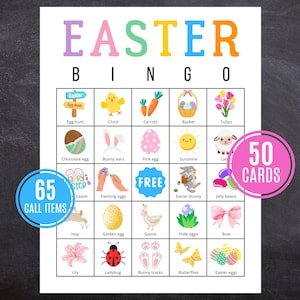 Bingo de Pâques | Bingo de Pâques imprimable | Jeux de Pâques pour enfants | Tableaux de bingo de Pâques | Jeux de fête de Pâques | Jeux de Pâques à imprimer
