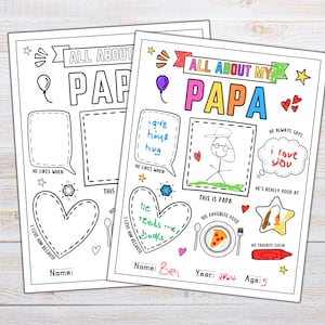 All About My Papa | Grandparents Day Craft | Papa Coloring Page | All About Papa | Grandparents Questionnaire | Papa Craft | Gift for Papa