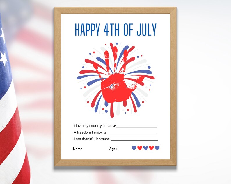 4th of July Handprint Art | Patriotic Kids Craft (digital Download) - Etsy