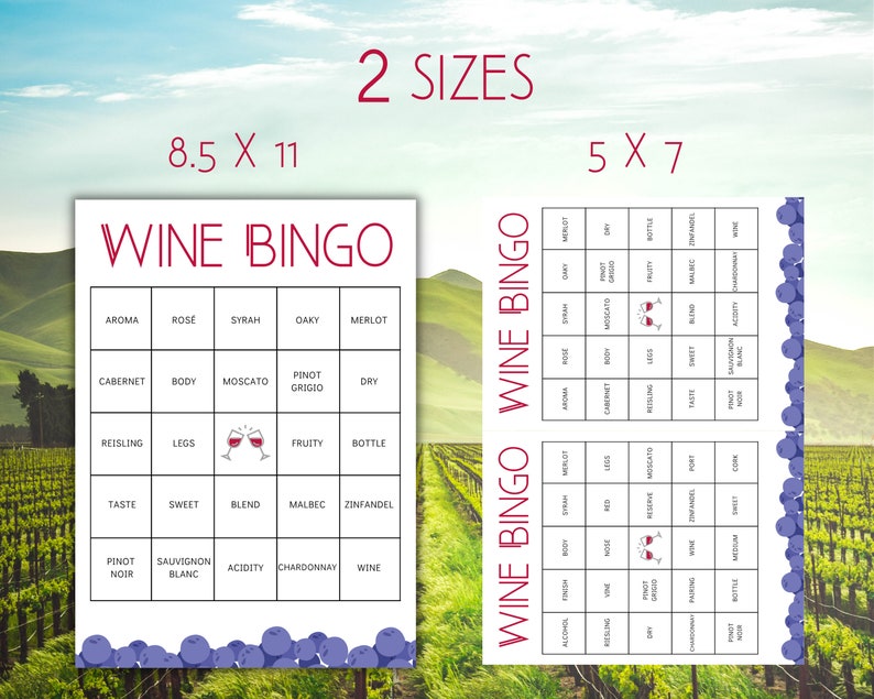 Wine Bingo Wine Games Wine Party Games Girls Wine Trip Etsy