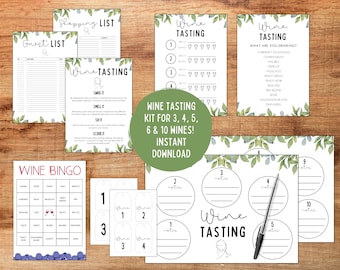 Kit per degustazione vini / Schede punteggi, Bingo e altro (download digitale)