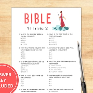 New Testament Trivia | Bible Game | Bible Games for Adults Kids Teens | Bible Trivia Game | Christian Games | Youth Group Game | Printable