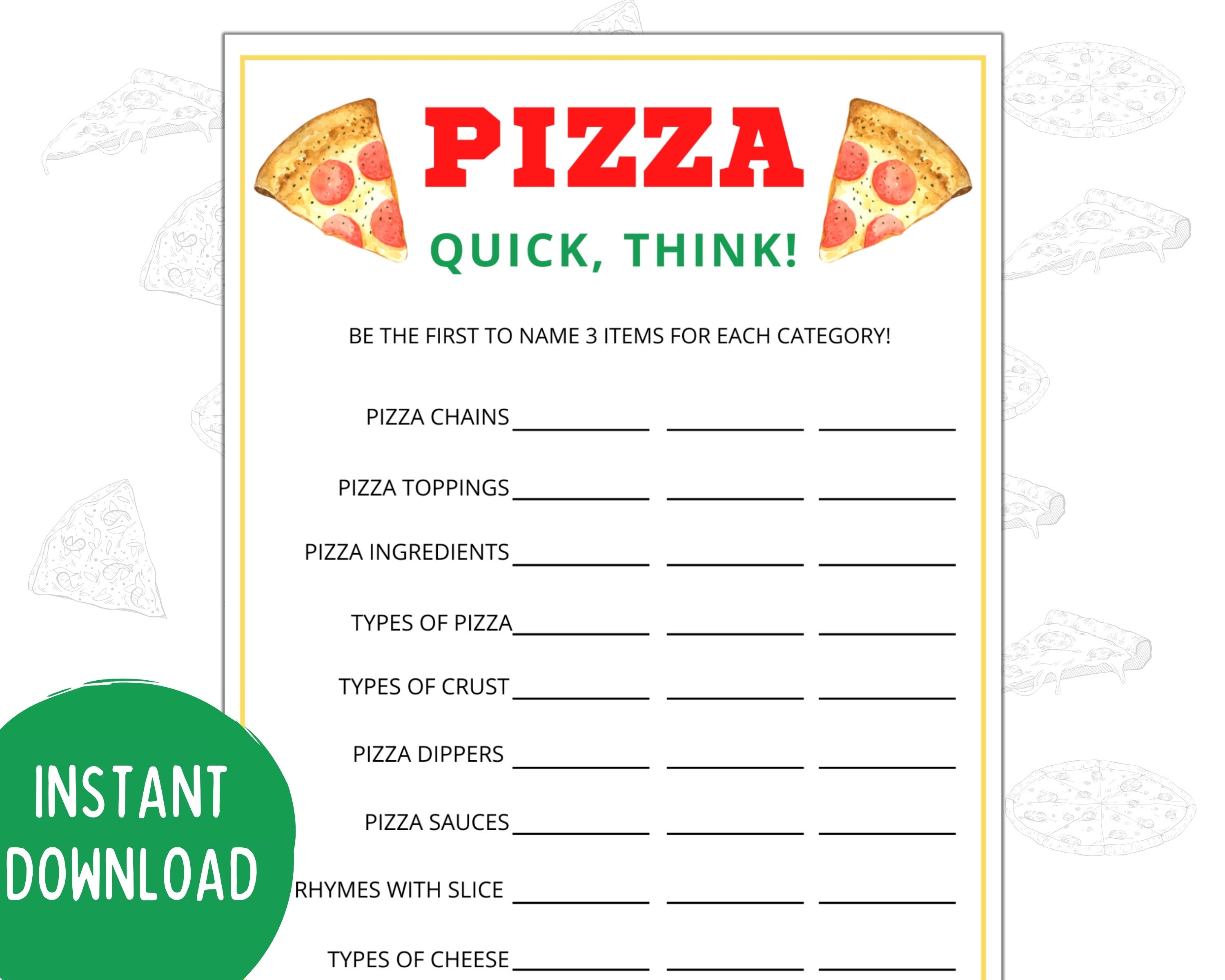 Quick Think Pizza Game | Pizza Games | Pizza Themed Games | National Pizza Day | Pizza Craft | Pizza Games Kids Classroom | Pizza Night