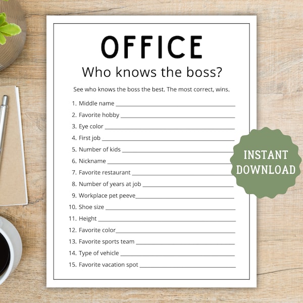 Who Knows the Boss? | Office Party Games | Work Games | Office Games | Games for Work | Icebreaker Games | Team Building Games | Printable