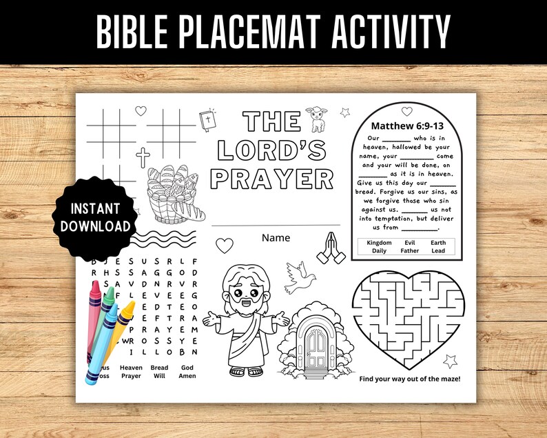 The Lord's Prayer Placemat | Bible Activity, Sunday School (digital ...