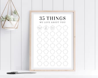 35 Things We Love About You | 35 Reasons We Love You | Thirty Things We Love About You | 35th Birthday Guestbook | 35th Anniversary Decor