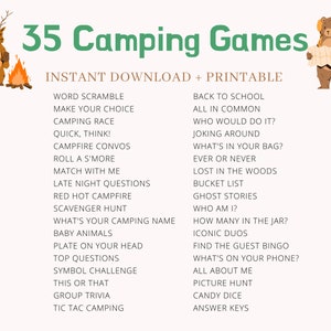 Camping Games Camping Games Kids Families Adults Camping Games Printable Camping Activities Camping Scavenger Hunt Campfire Games image 6