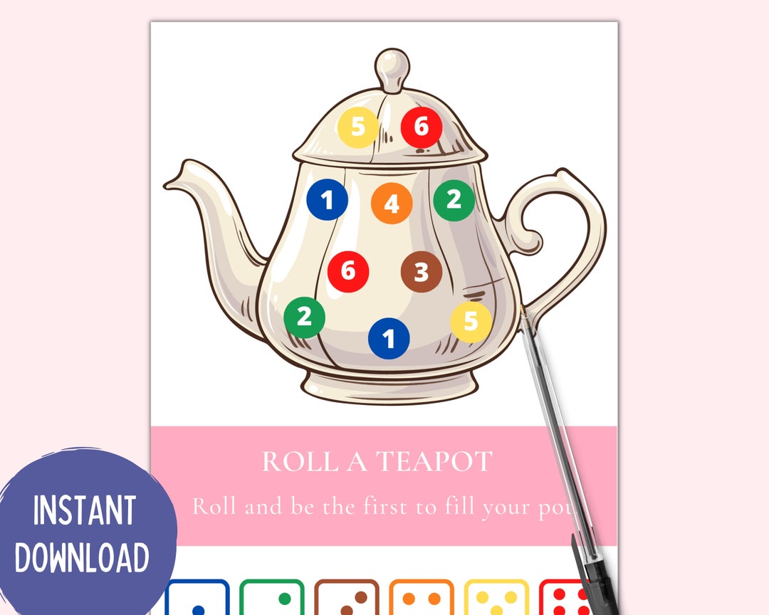 Roll a Teapot Game Tea Party Games Tea Party Games Adults Kids Toddler