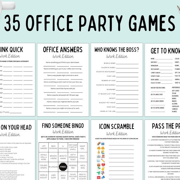 Office Party Games | Work Party Games | Staff Games | Team Meeting Games | Work Happy Hours Games | Staff Appreciation Game | Printable