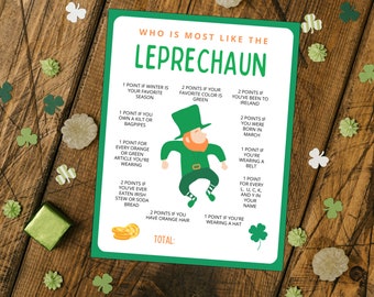 Most Like Leprechaun Game | St. Patrick's Day Printable (Digital Download)
