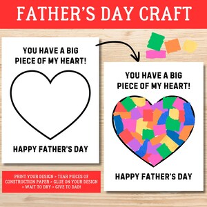 Lavoretto per la festa del papà / Lavoretto stampabile per la festa del papà / Lavoretto con carta strappata per la festa del papà / Attività per la festa del papà / Festa del papà dai bambini / Arte del papà