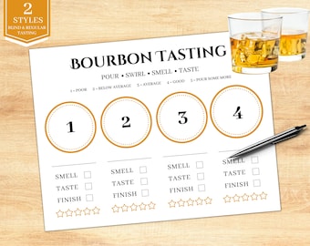 Bourbon Tasting Sheet | Blind & Regular Styles (Printable)