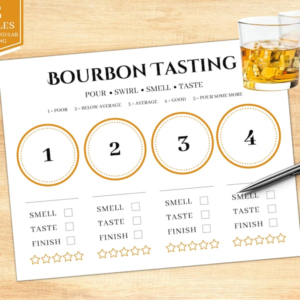 Bourbon Tasting Sheet | Bourbon Tasting | Bourbon Tasting Party | Bourbon Tasting Journal | Bourbon Gifts | Bourbon Tasting Mat | Printable