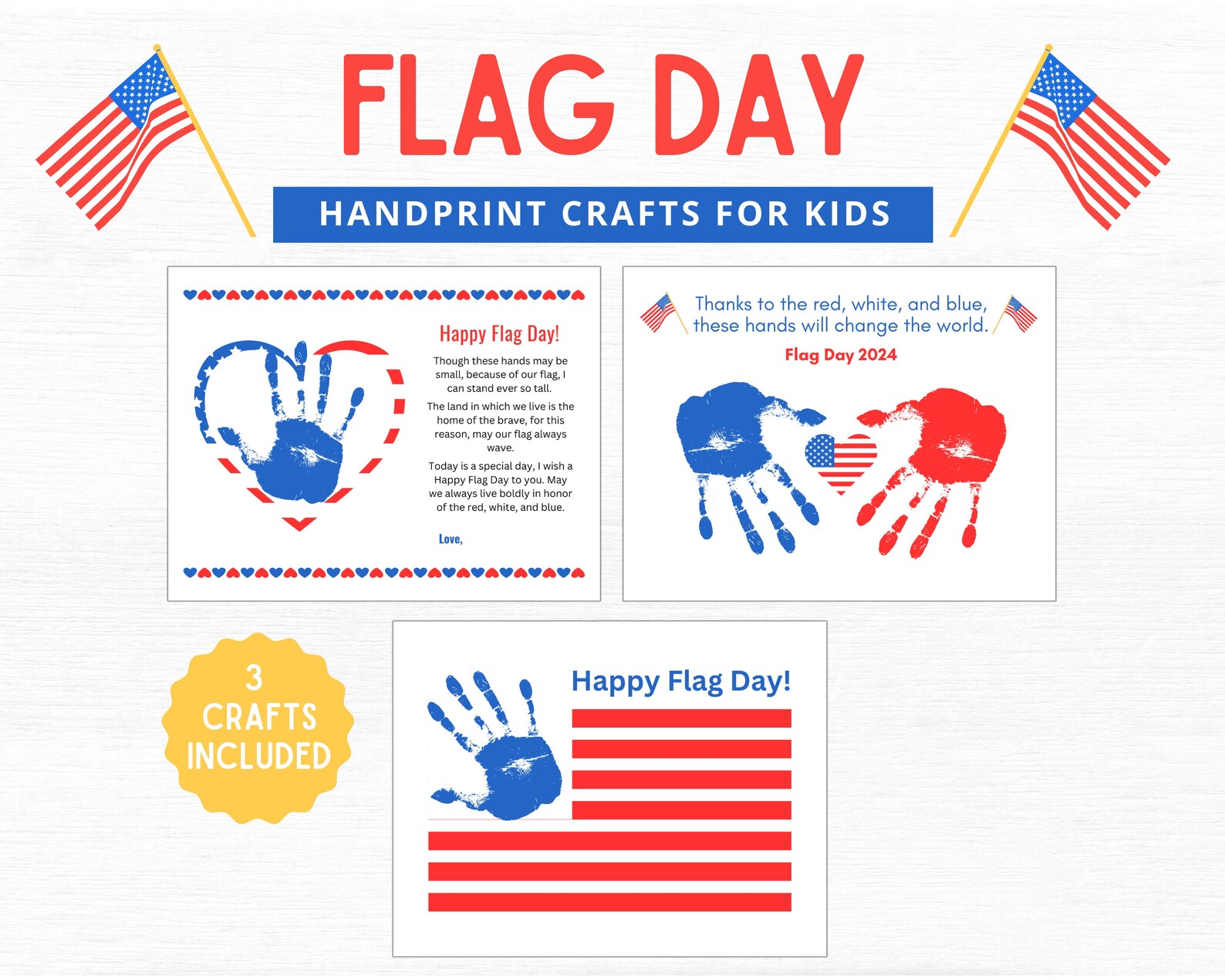 Flag Day Handprint Craft | Patriotic Kids Activity (printable) - Etsy UK