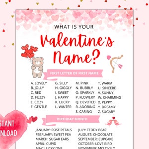 What&#39;s Your Valentine&#39;s Name? | Valentine&#39;s Day Activity | Valentines Classroom Party | Valentines Game for Kids School Pre K | Printable
