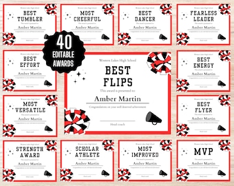 Editable Cheerleading Certificates | Cheerleading Awards | Cheerleading Certificates | Cheerleader Ceremony Awards | Cheerleading Banquet