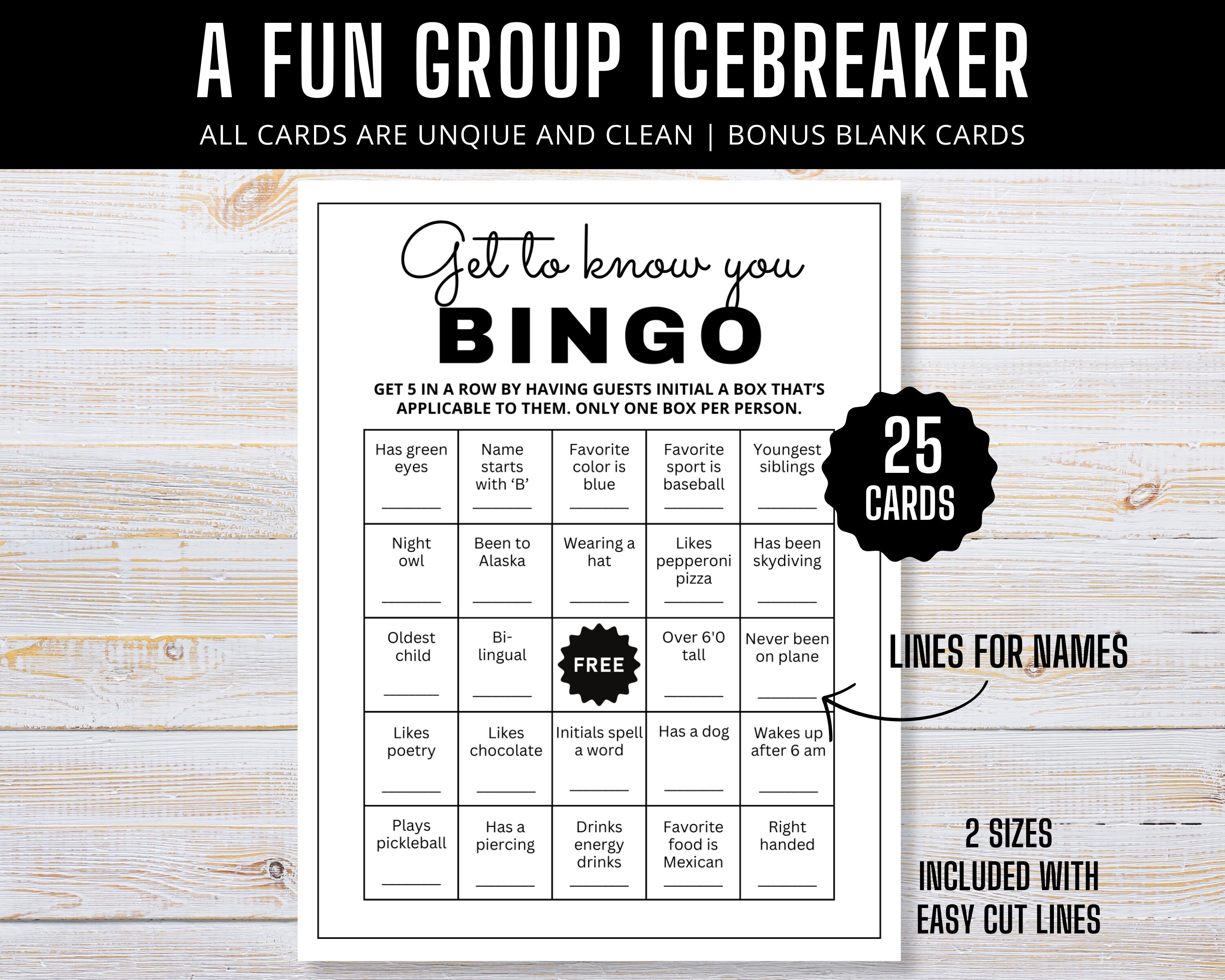Get to Know You Bingo | Icebreaker Game, 25 Unique Cards (digital ...