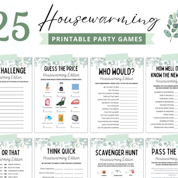 Housewarming Party Games | Housewarming Games | New Home Games | New House Games | Housewarming Party Ideas | Housewarming Games Printable