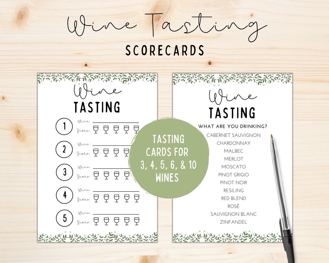 Wine Tasting Cards Wine Tasting Scorecard Wine Tasting Party Wine ...