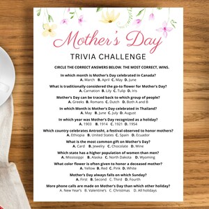 Mothers Day Trivia | Mother&#39;s Day Brunch Games | Mothers Day Games | Mothers Day Party Game | Mothers Day Ideas | Mother&#39;s Day Banquet