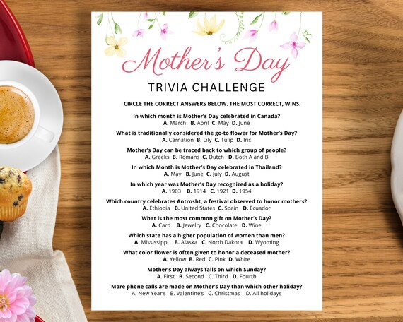 Mother's Day Trivia Game | Brunch Party Activity (Digital Download)